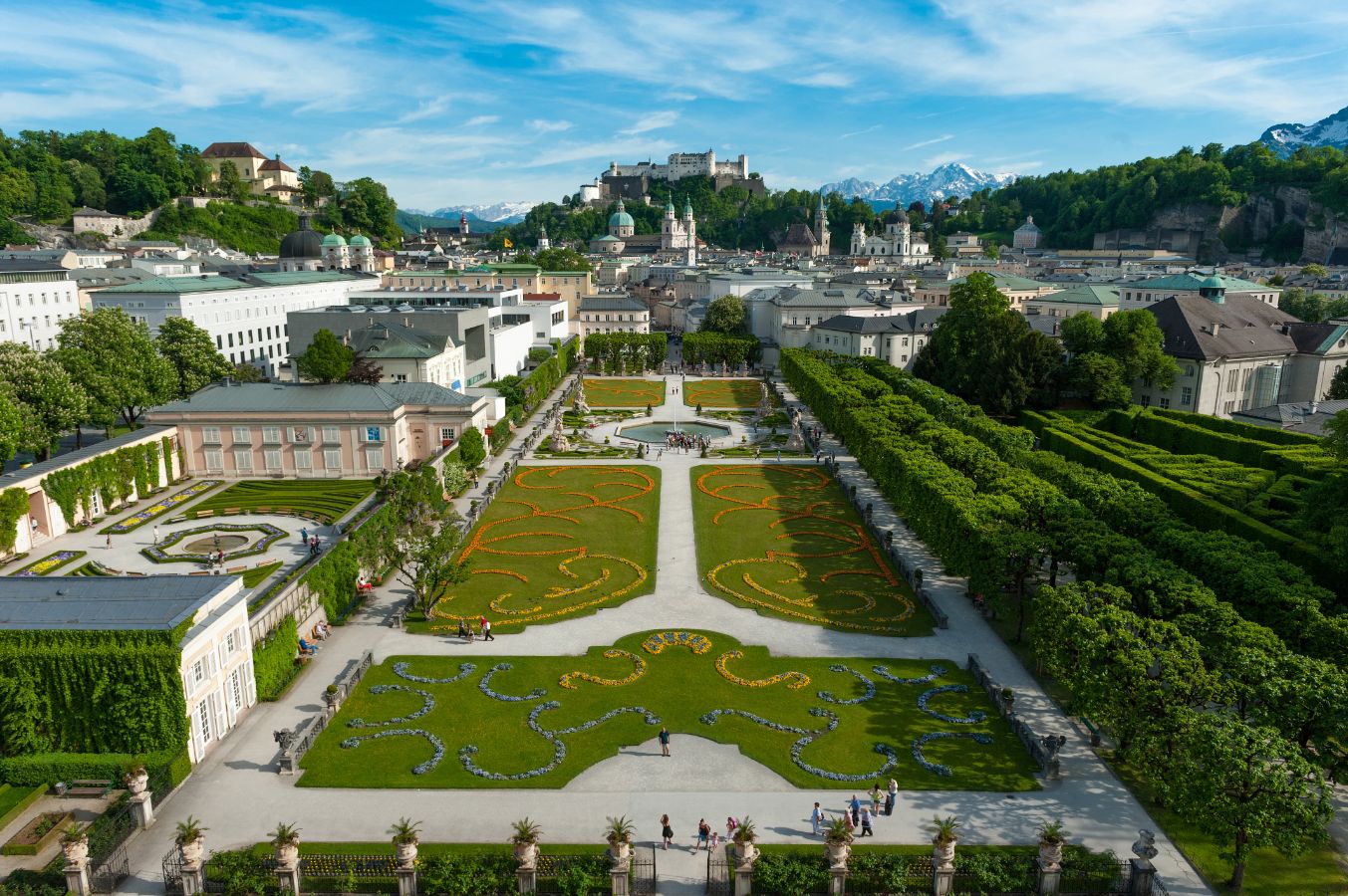 Mirabellgarten mit Blick auf Dom und Festung